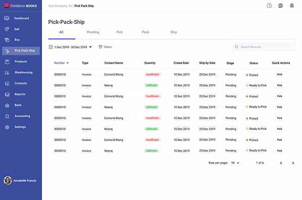 Pick / Pack / Ship workflow