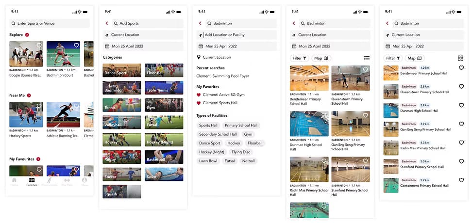1st iteration — explore and search screens