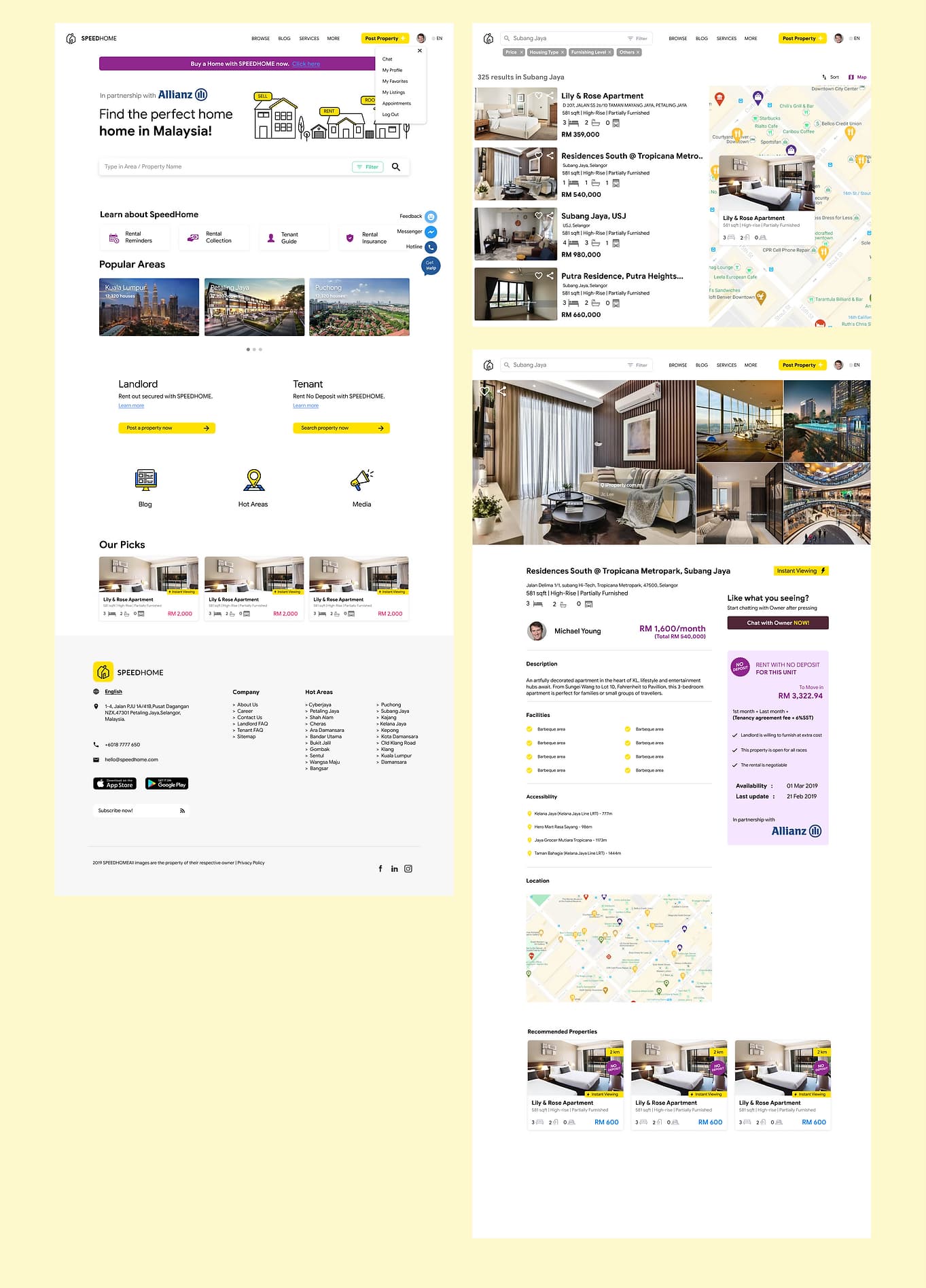 Refined web interface screens